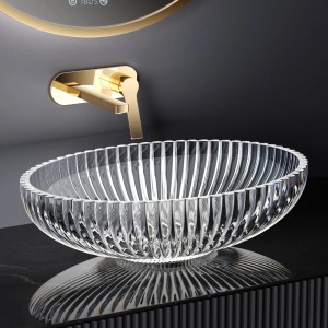 Ovales Emke Aufsatzwaschbecken aus Klarglas, modernes Design für Bad & Gäste-WC.