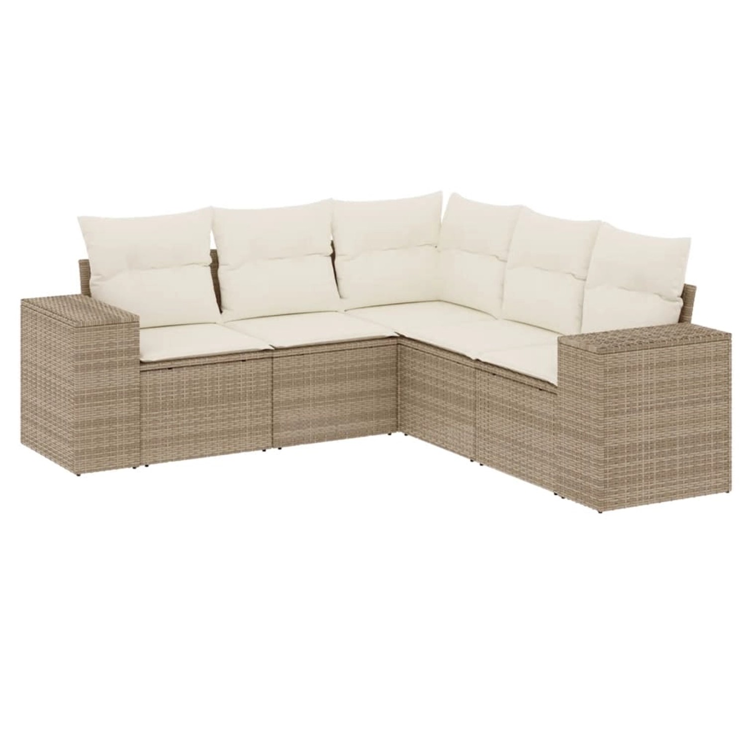 vidaXL 5-Tlg Garten-Sofagarnitur mit Kissen Beige Poly Rattan 3222547 günstig online kaufen