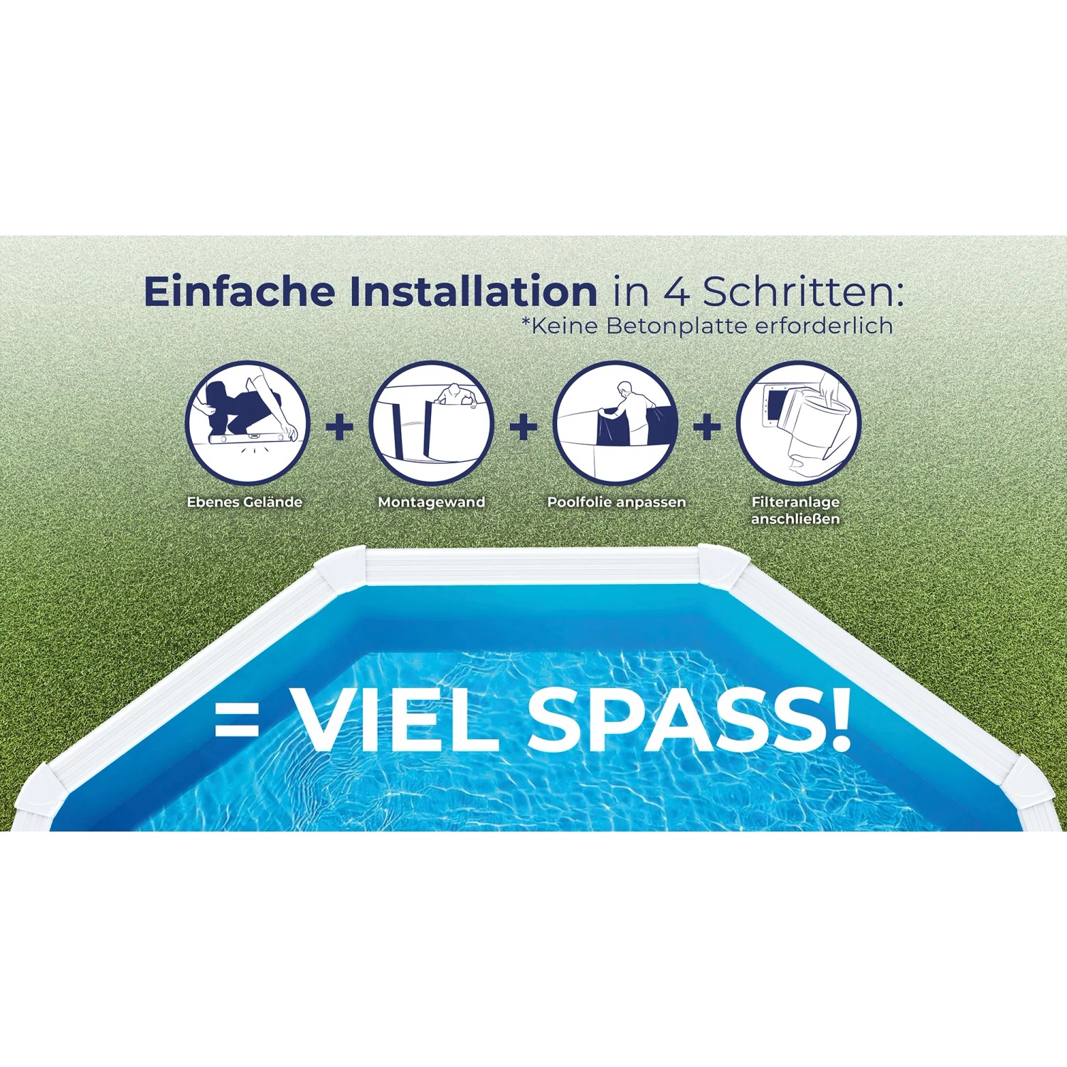 Aufbauanleitung Gre Pool Bora Bora Oval: 4 Schritte zur Installation des Stahlwandpools.