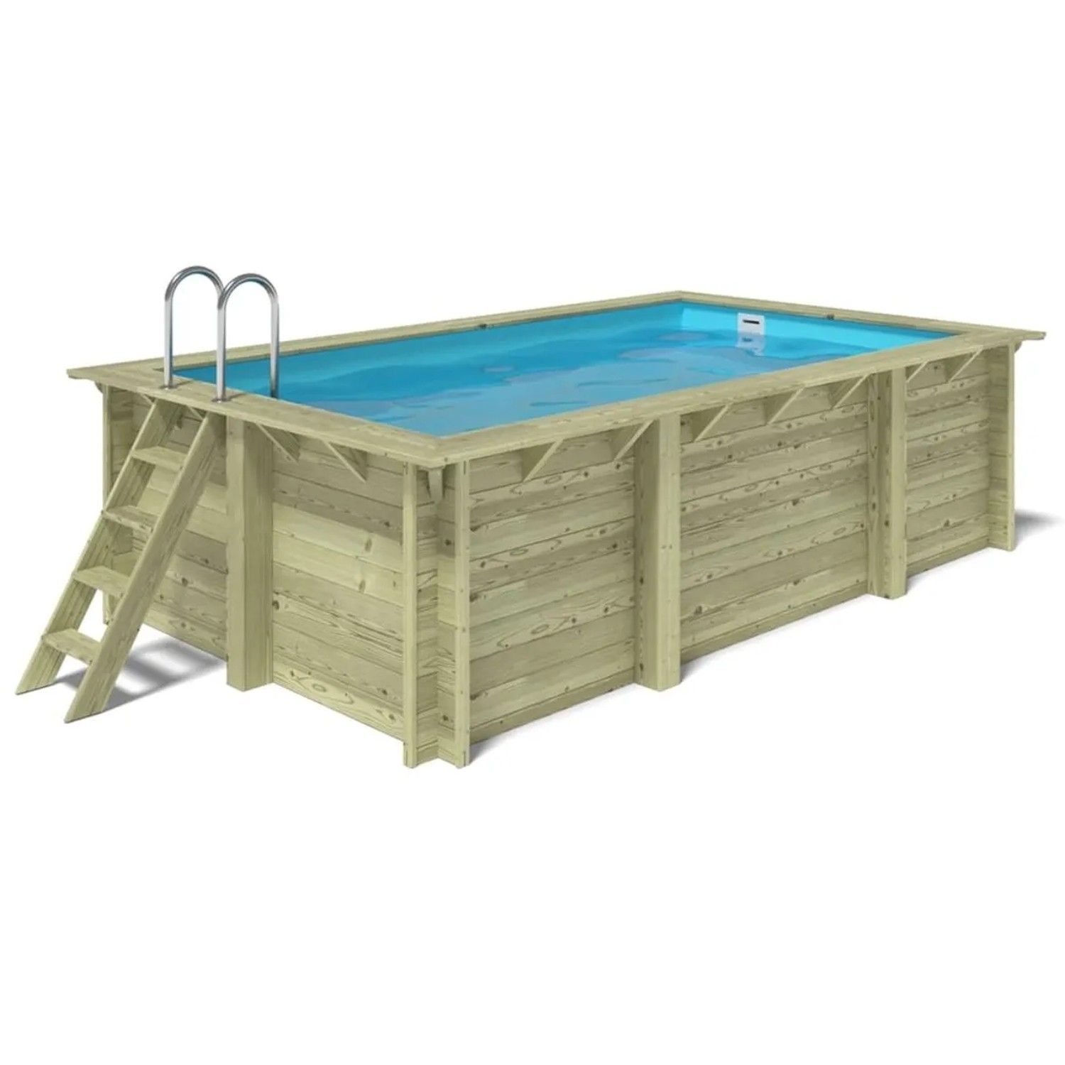 ALTANKA Holzpool Aqua 4,65x2,85 Höhe 1,24 m mit am Beton Verschraubten Stützen BAS7306OSPL