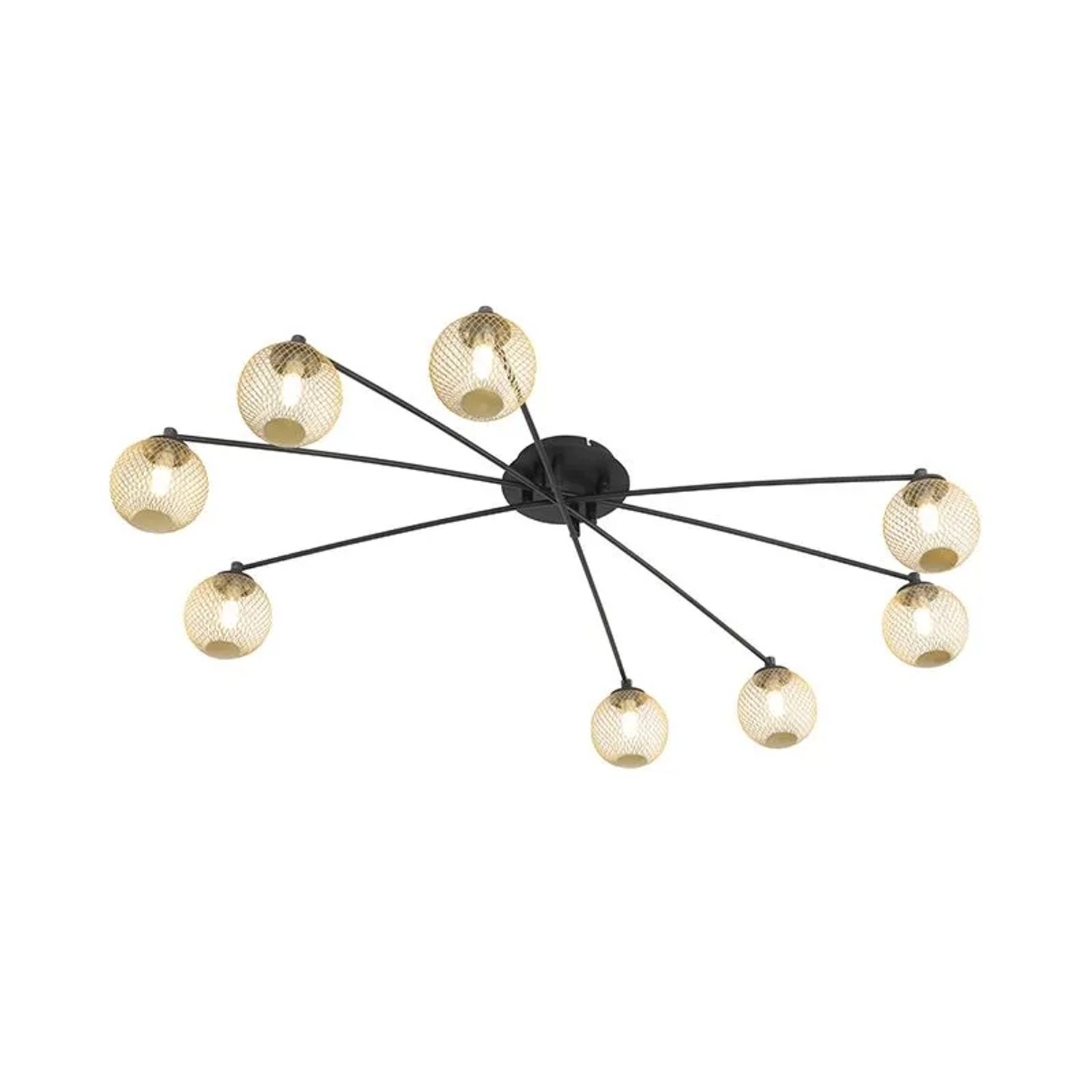 QAZQA Moderne Deckenleuchte Schwarz mit Goldenen 8 Lichtern Athens Wire
