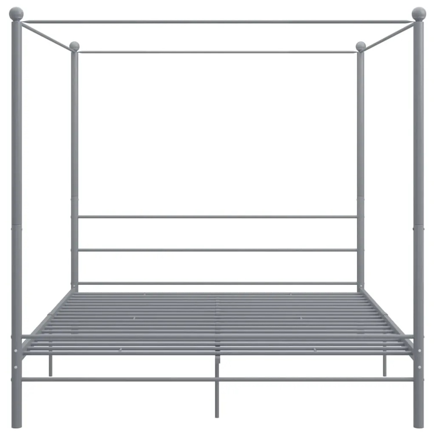 Graues vidaXL Himmelbett aus Metall, 200x200 cm, mit Lattenrost. Ideal für Schlafzimmer.