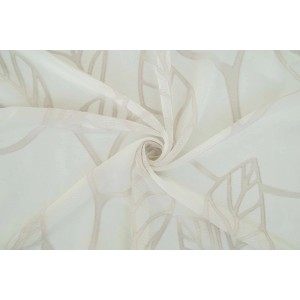 Transparenter, grauer Fenstervorhang Folla mit Blumenmuster und verdeckten Schlaufen.