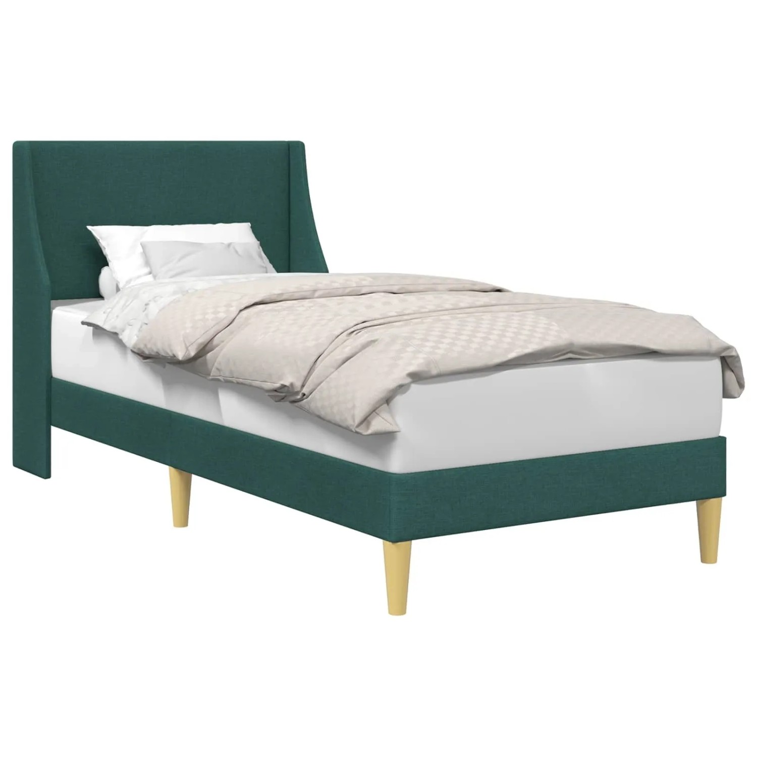 vidaXL Bettrahmen mit Kopfteil Dunkelgrün 100 x 200 cm Stoff 42027330
