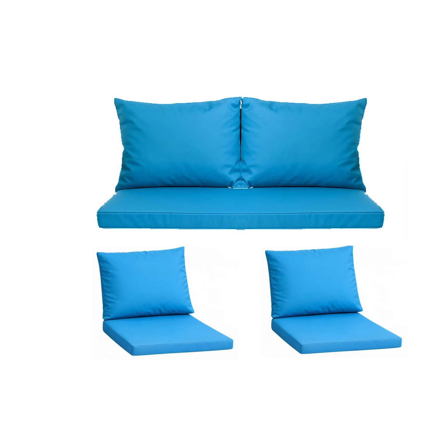 Setgarden Komfort Set Gartenloungekissen aus Technorattan Kissen für Sofa 100x50 cm + Sessel 1tlg Blau