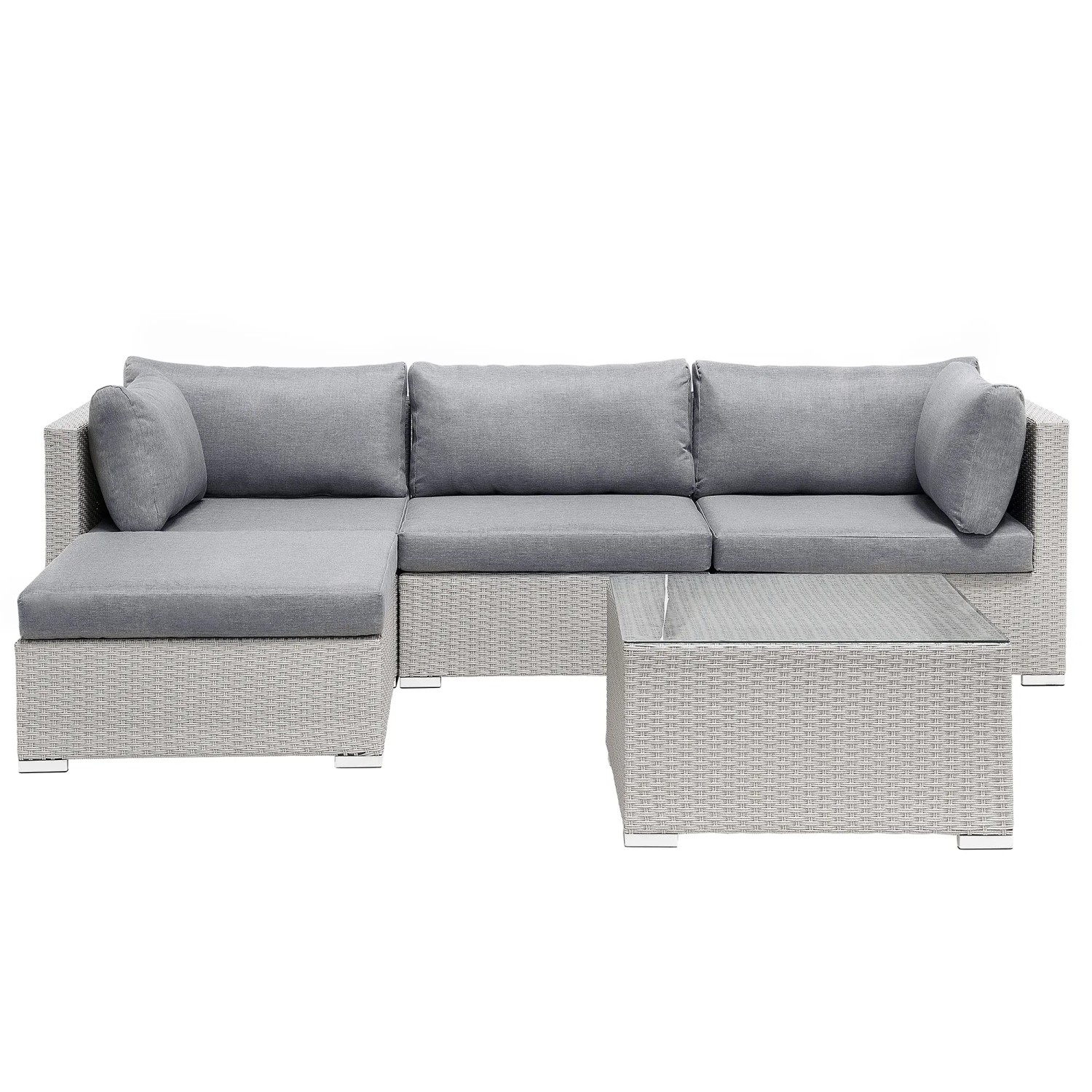 Beliani Lounge Set SANO II Hellgrau 159x245x64