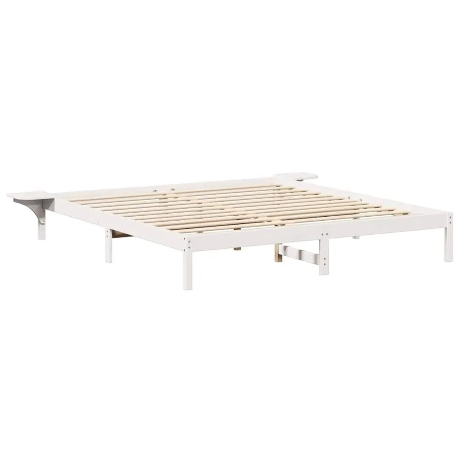 vidaXL Bettrahmen Weiß 200 x 200 cm Massives Kiefernholz 873176