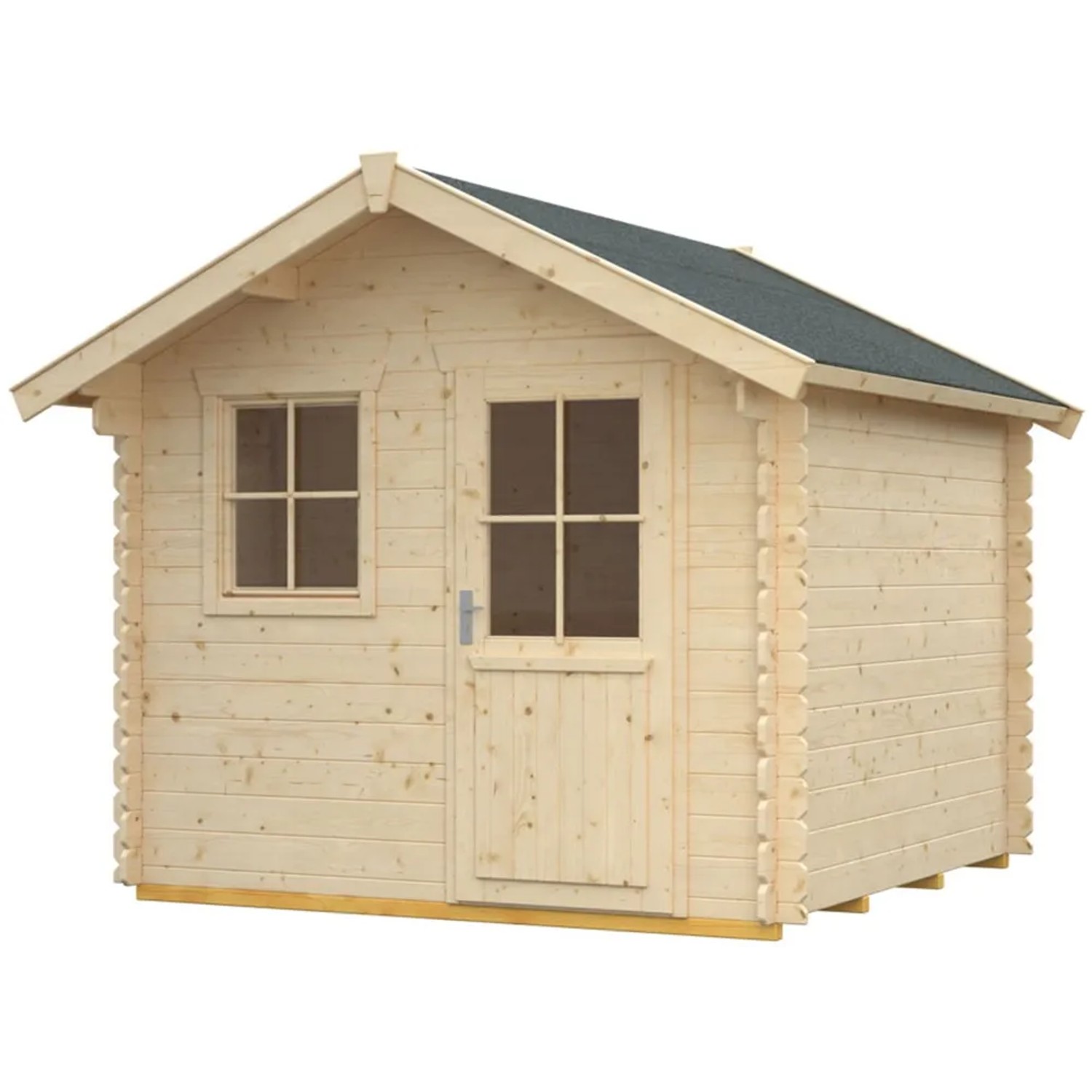 Skan Holz Gartenhaus Porto 2, unbehandeltes Holz mit Fenster und Tür, 250x250 cm.