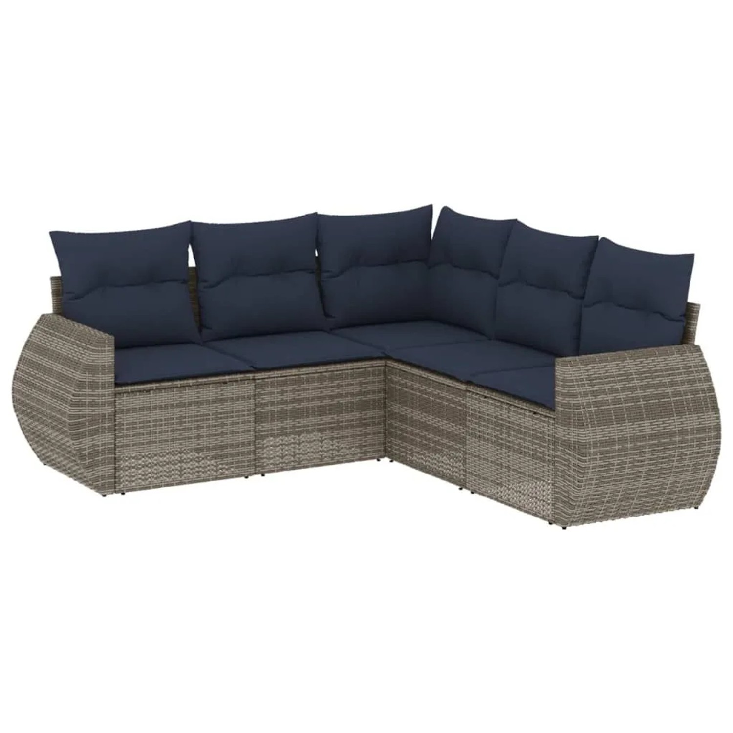 vidaXL 5-Tlg Gartensofa-Set mit Kissen Grau Polyrattan 3221350 günstig online kaufen