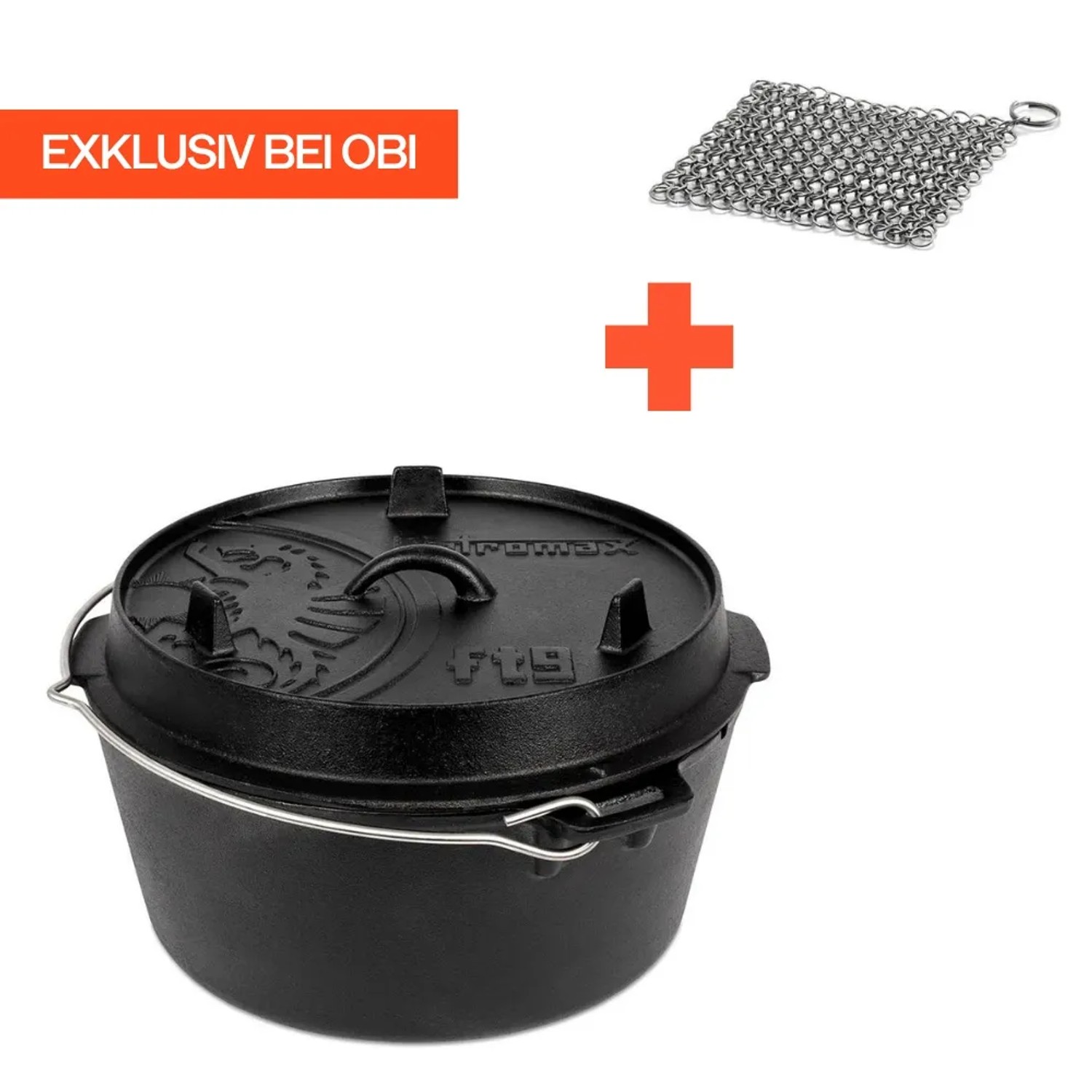 Petromax Dutch Oven Set FT9-Scrub Schwarz mit Standfüßen 7,5, Ø 23,9 cm günstig online kaufen