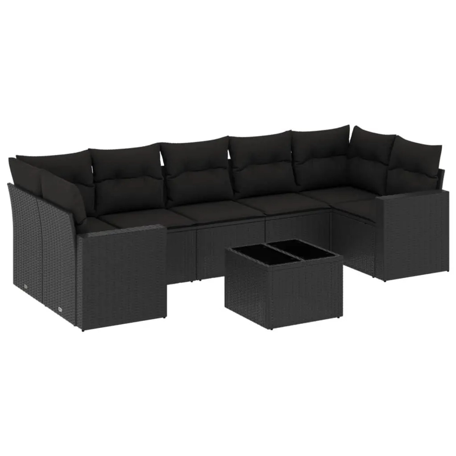 vidaXL 8-Tlg Garten-Sofagarnitur mit Kissen Schwarz Poly Rattan 3251072