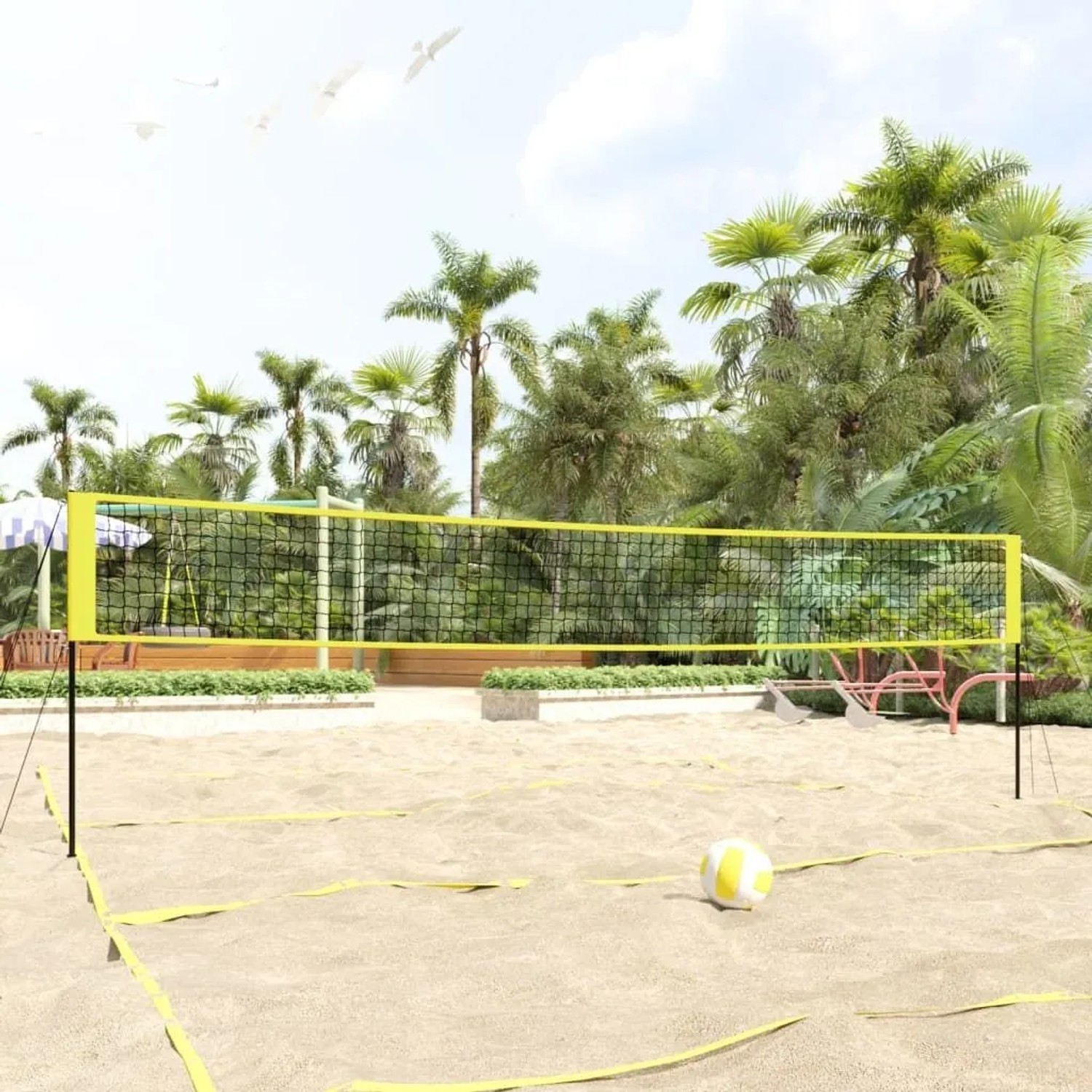vidaXL Volleyballnetz Gelb und Schwarz 823x244 cm PE-Gewebe 93744_2