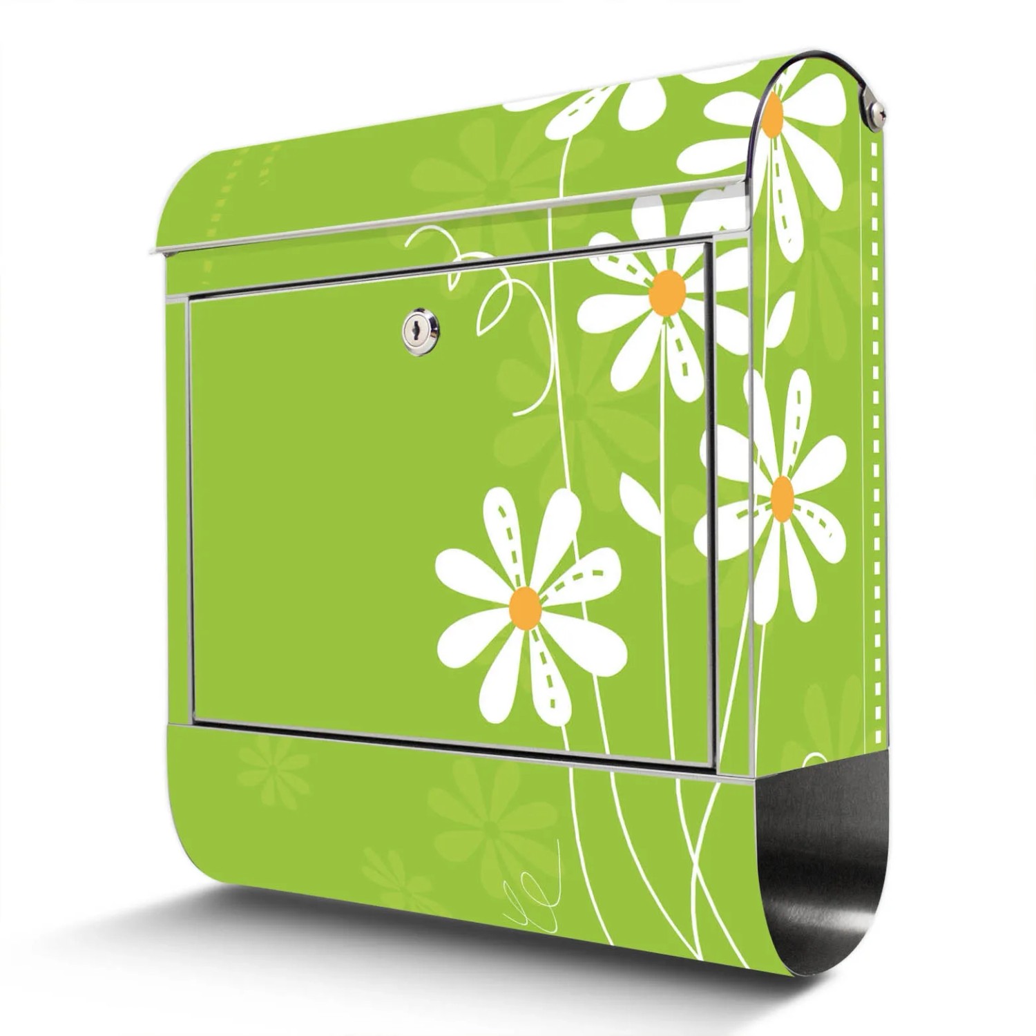 Banjado Briefkasten Edelstahl 38x43x12.5cm Rostfrei Mit Zeitungsfach Mit Motiv Motiv Wt Gänseblümchen