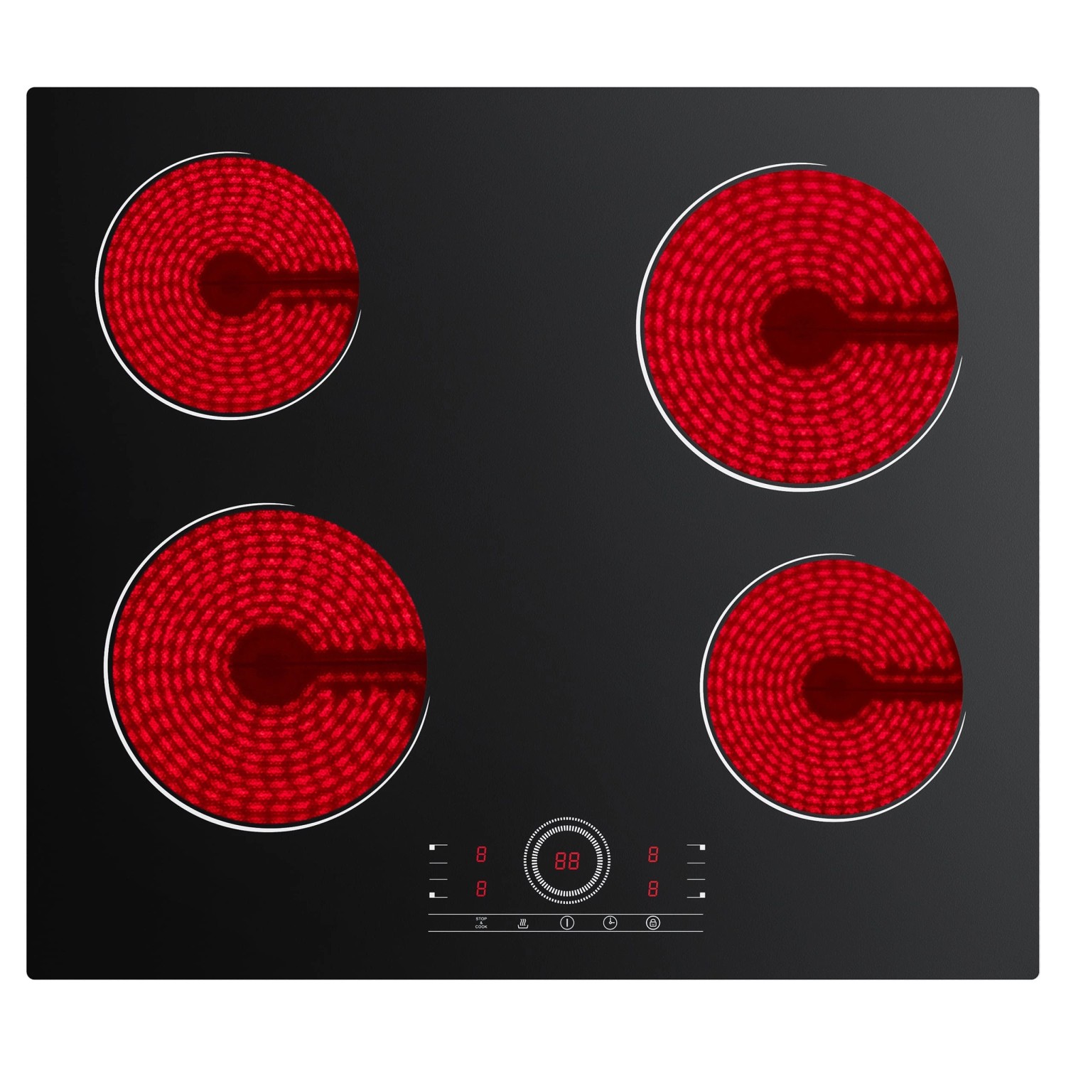 CDV Glaskeramik-Kochfeld 60 cm Cerankochfeld 4 Zonen 9 Stufen 6000 W CDVER6 günstig online kaufen