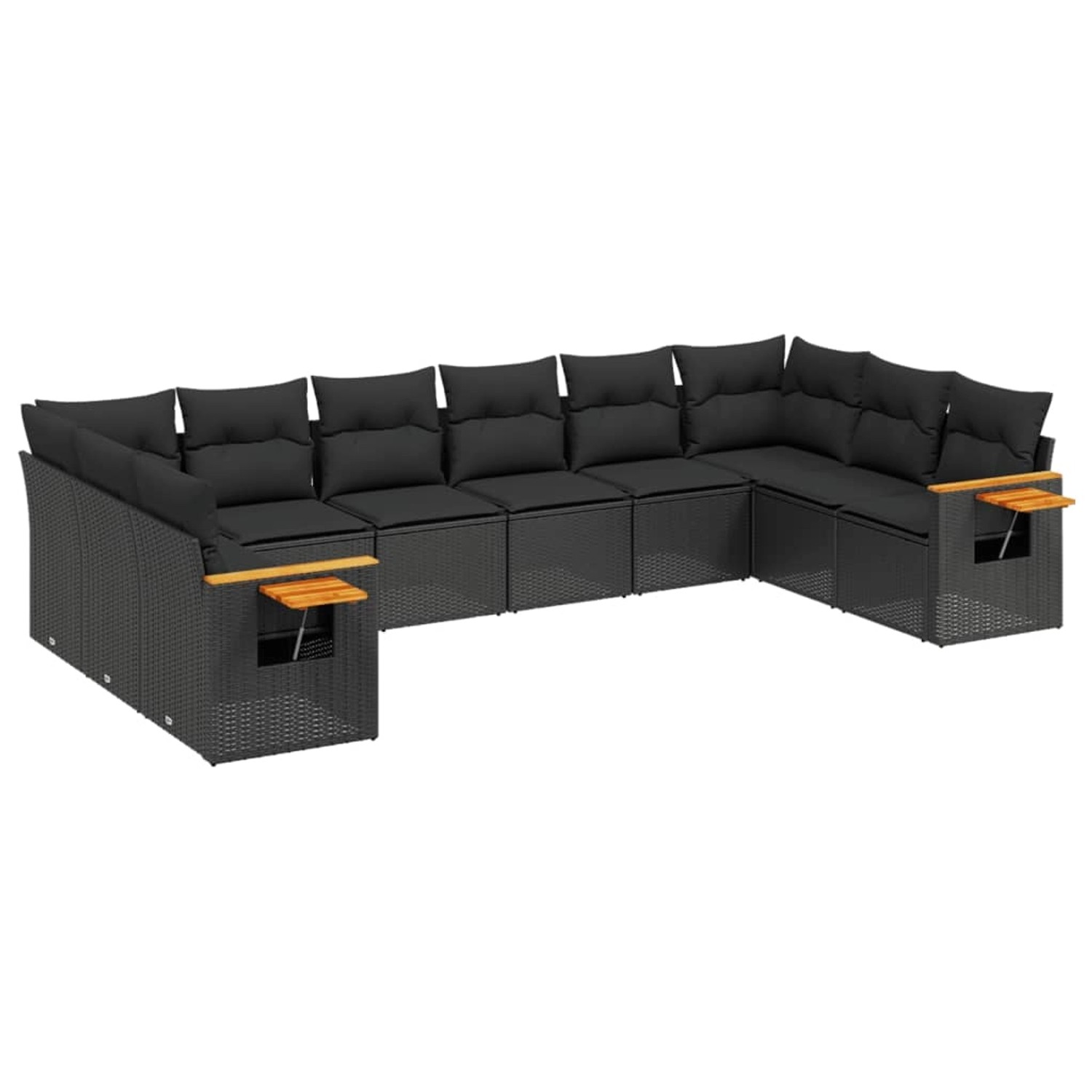 vidaXL 10-Tlg Garten-Sofagarnitur mit Kissen Schwarz Poly Rattan 3259563 günstig online kaufen