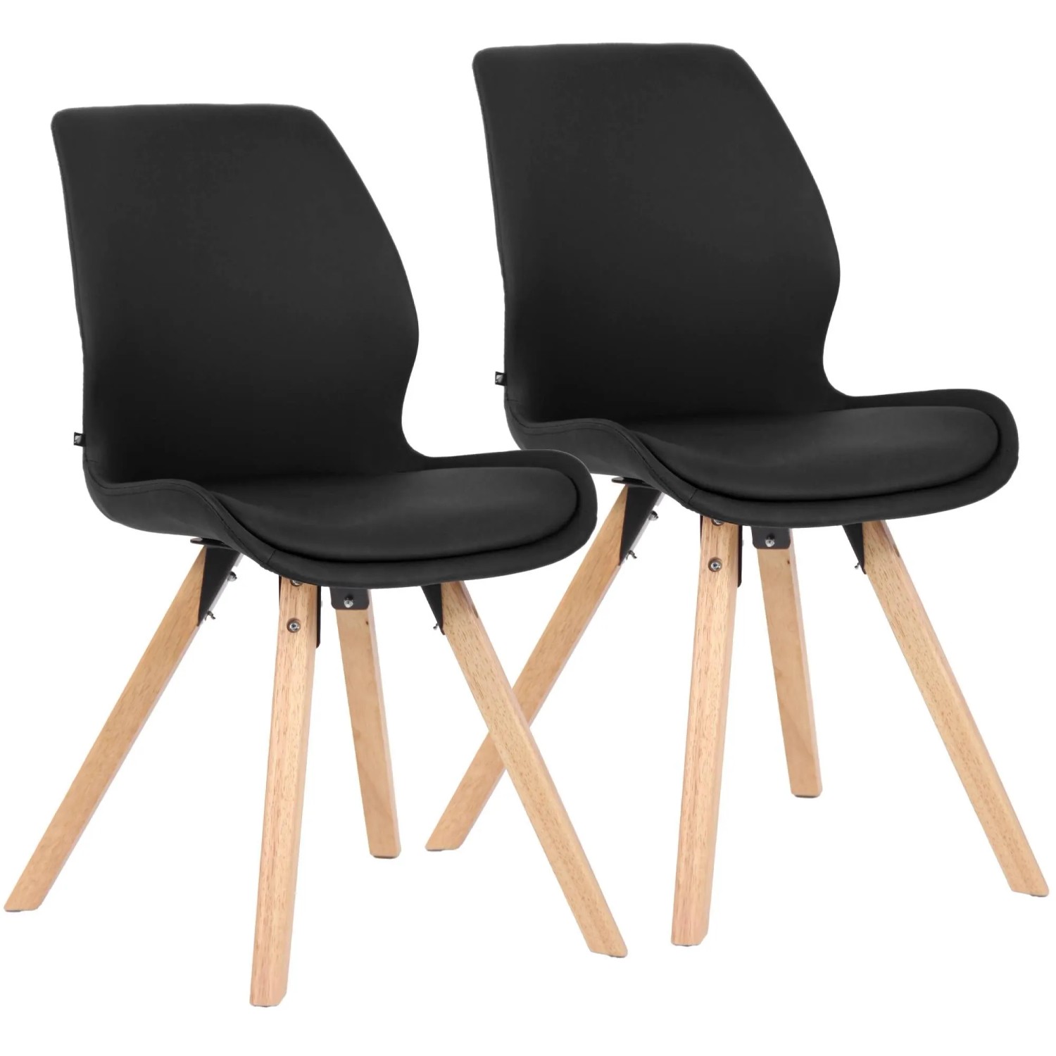 CLP 2er Set Esszimmerstuhl Luna schwarz/Kunstleder
