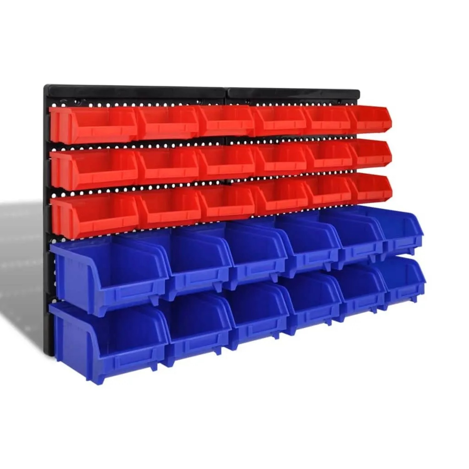 vidaXL 30 Teiliges Wandregal Lagerregal Steckregal Blau Rot Werkstatt 140761