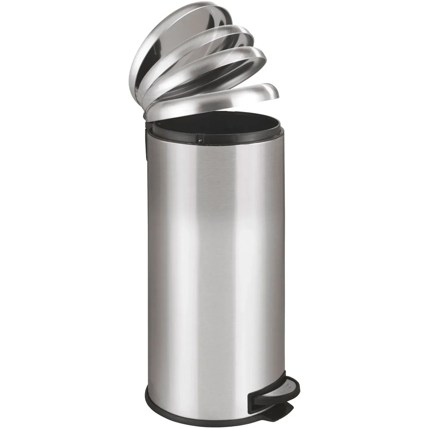 Wenko Tret-Mülleimer Leman, 30 l, Edelstahl mit Easy Close Absenkautomatik.