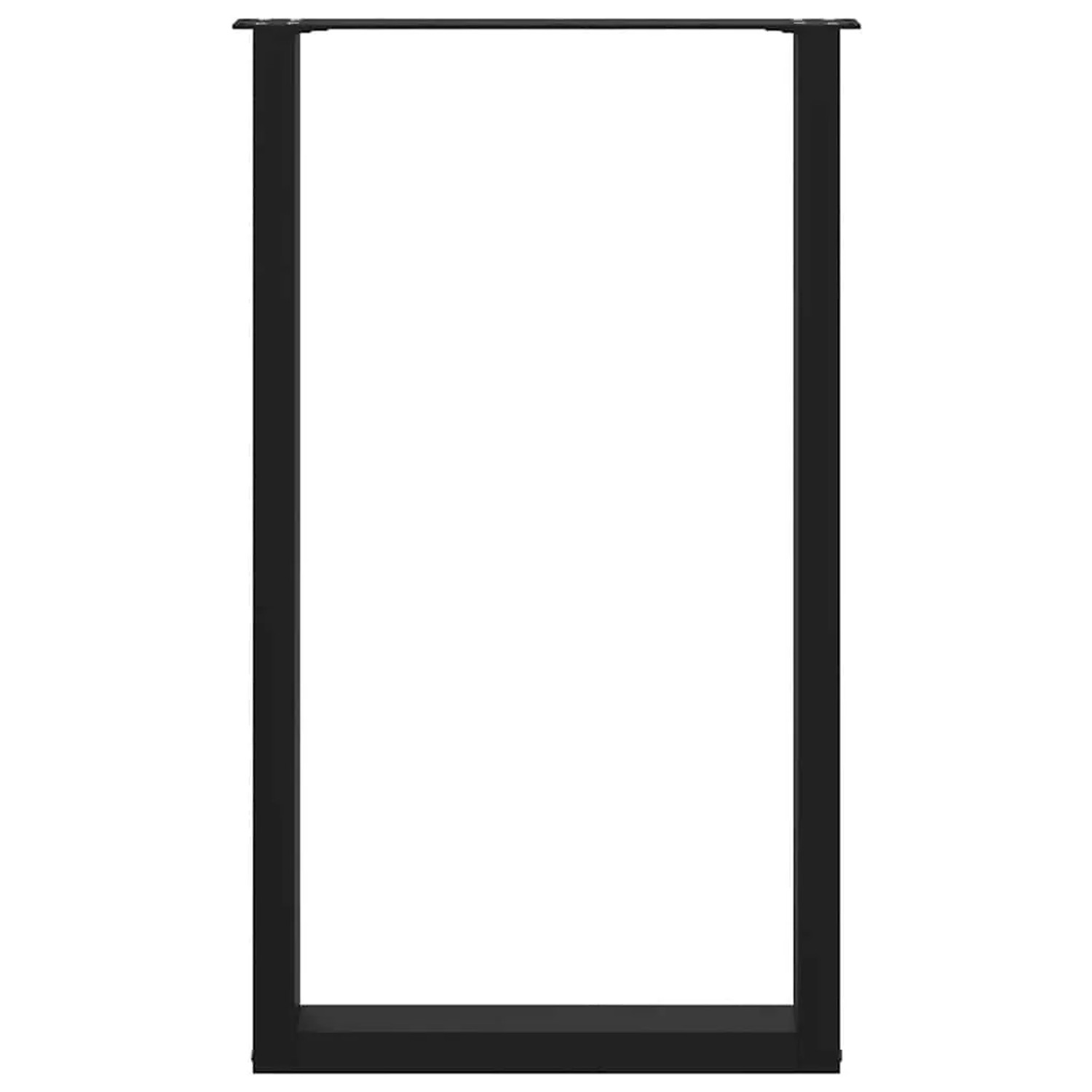 Zwei schwarze U-förmige vidaXL Bartischbeine aus Stahl, 60x100 cm.