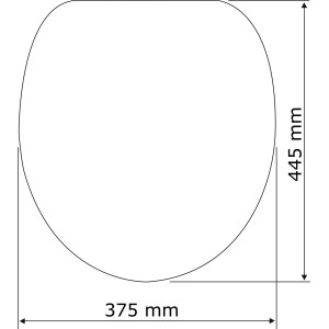 Skizze WC-Sitz Samos Taupe mit Maßen 445 x 375 mm, Duroplast, Absenkautomatik.
