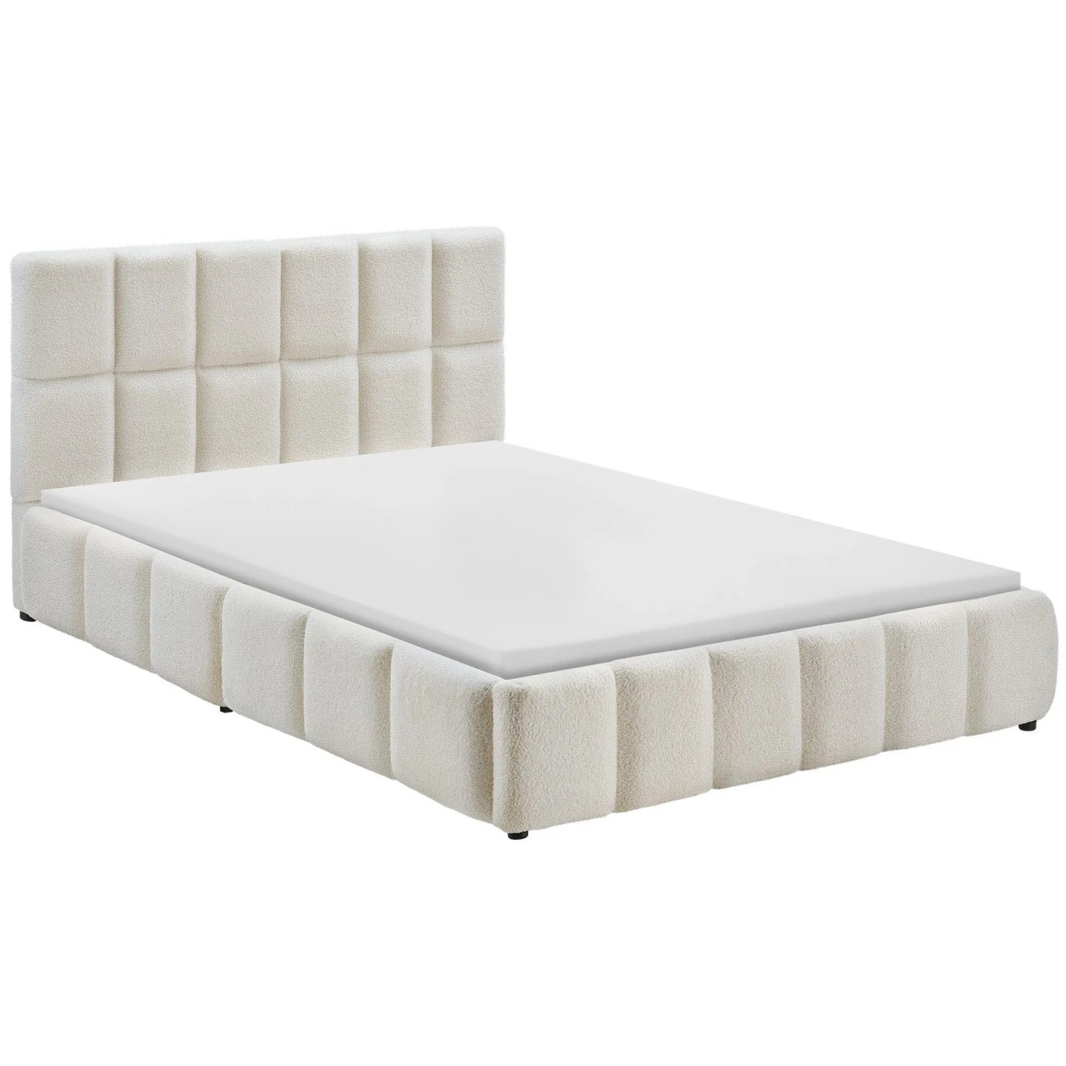 Tectake Bettset  Polsterbett Mit Teddystoff und Steppmuster Matratze Mit Komfortschaumkern  2 Härtegrade  H2   H3  140 x 200 cm 220 x 153 x 93 cm Tedd