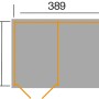Grundriss Weka Lagerhaus 389x288 cm mit Anbaudach, Holz-Gartenhaus.