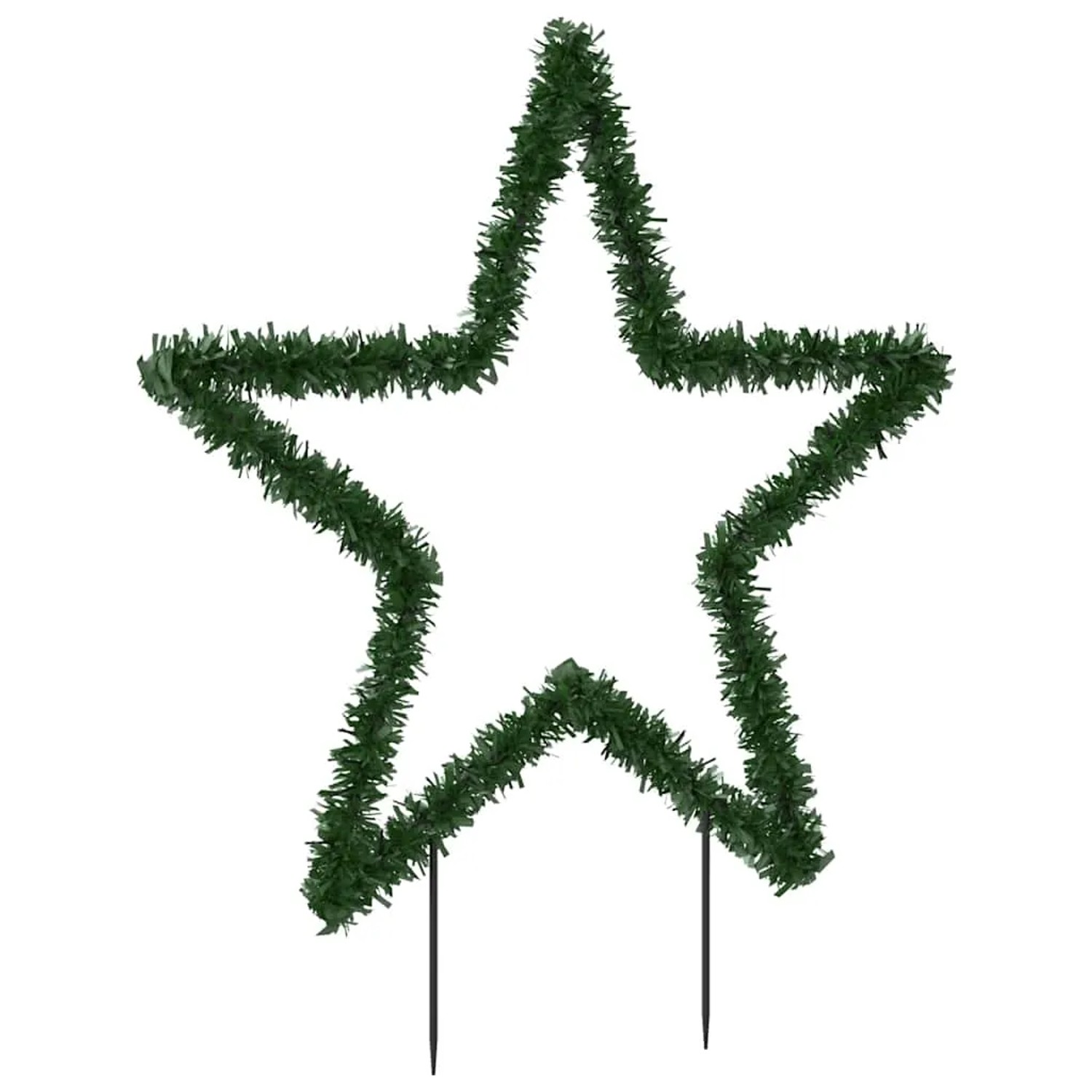 Grüner Weihnachtsstern mit Tannennadel-Optik und Erdspießen, 85 cm hoch. Ideal für Garten-Weihnachtsdekoration mit LEDs.