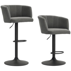 HOMCOM Barhocker, dunkelgrau, mit Fußstütze und verstellbarer Höhe. 2er Set.