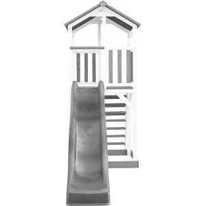 Axi Beach Tower Spielturm mit grauer Rutsche und Leiter, aus Holz.