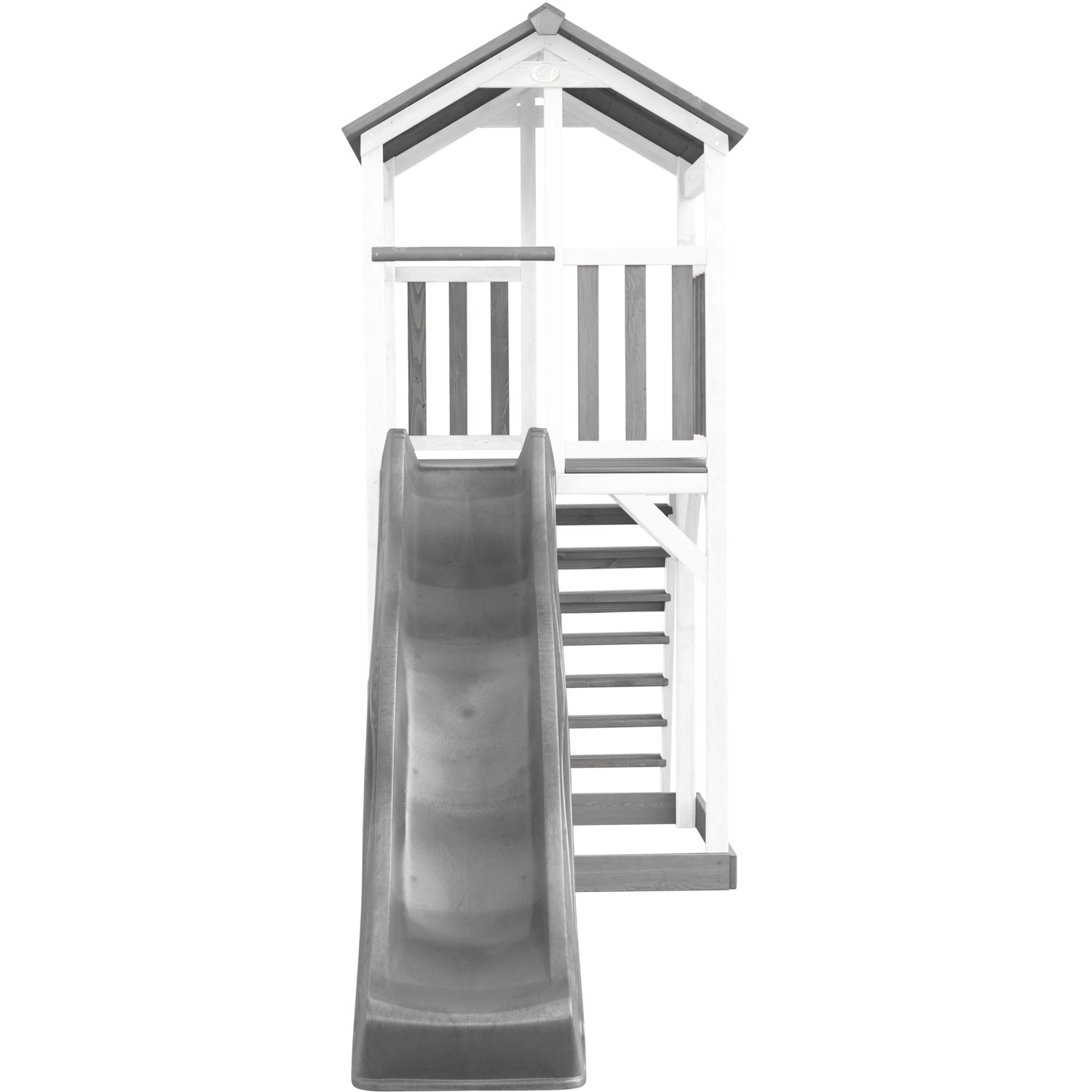 Axi Beach Tower Spielturm mit grauer Rutsche und Leiter, aus Holz.