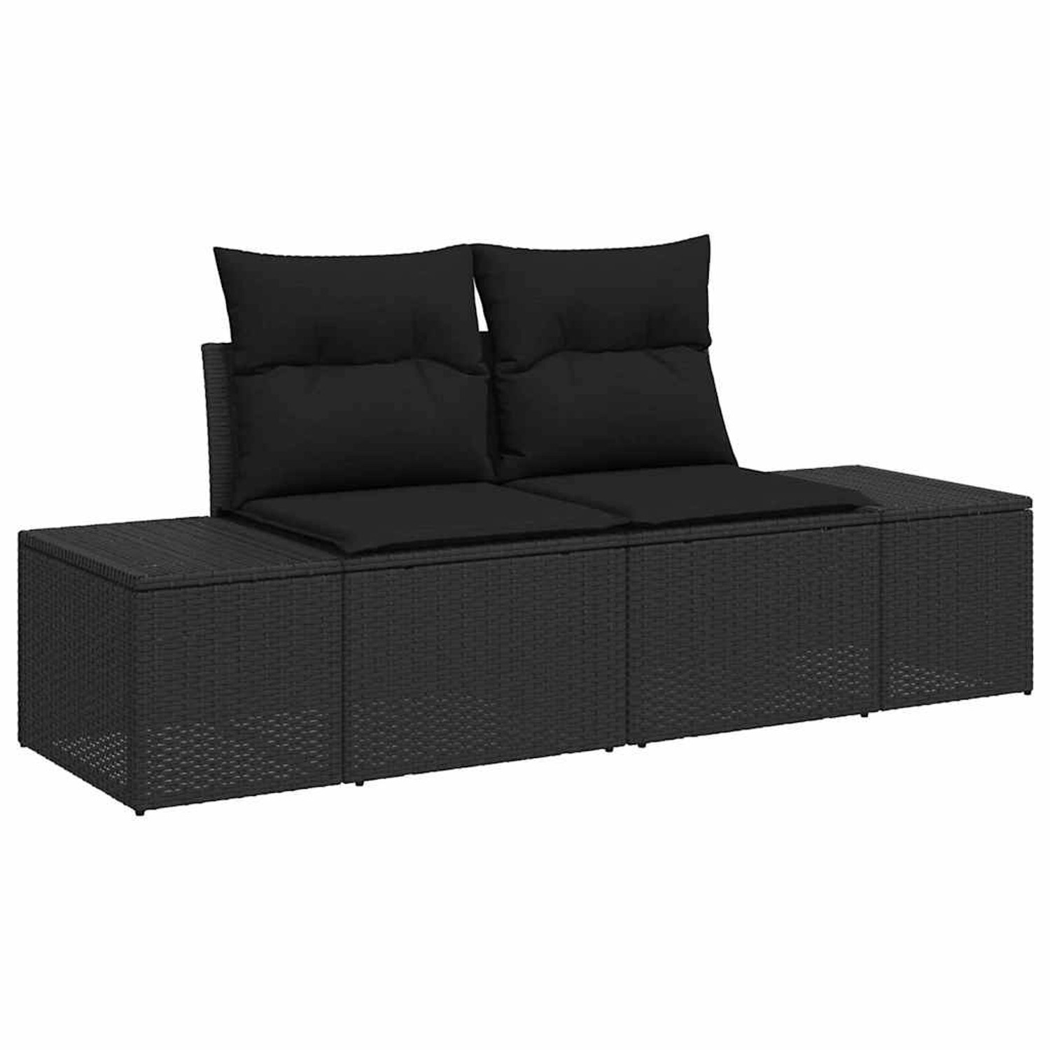 Schwarzes 5-teiliges Garten-Sofa-Set aus Poly Rattan von vidaXL. Modulares Lounge-Set mit Kissen für Terrasse und Garten.