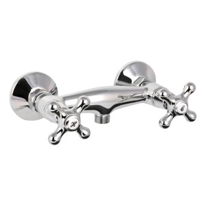 AquaSu Duscharmatur Athenas, Zweigriffmischer aus Chrom mit Kreuzgriffen.