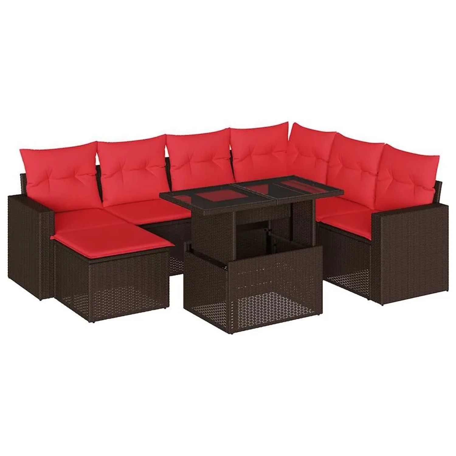 vidaXL 8-Tlg Gartensofa-Set mit Kissen Braun Polyrattan 3267444 günstig online kaufen