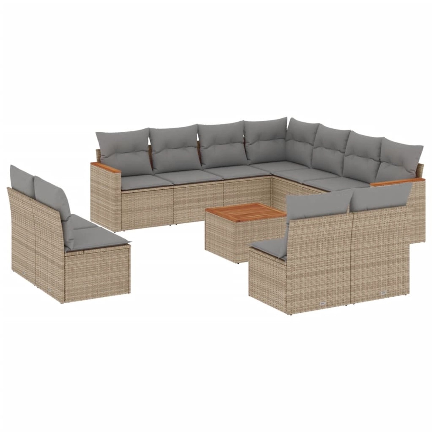 vidaXL 12-Tlg Garten-Sofagarnitur mit Kissen Beige Poly Rattan 3258496 günstig online kaufen