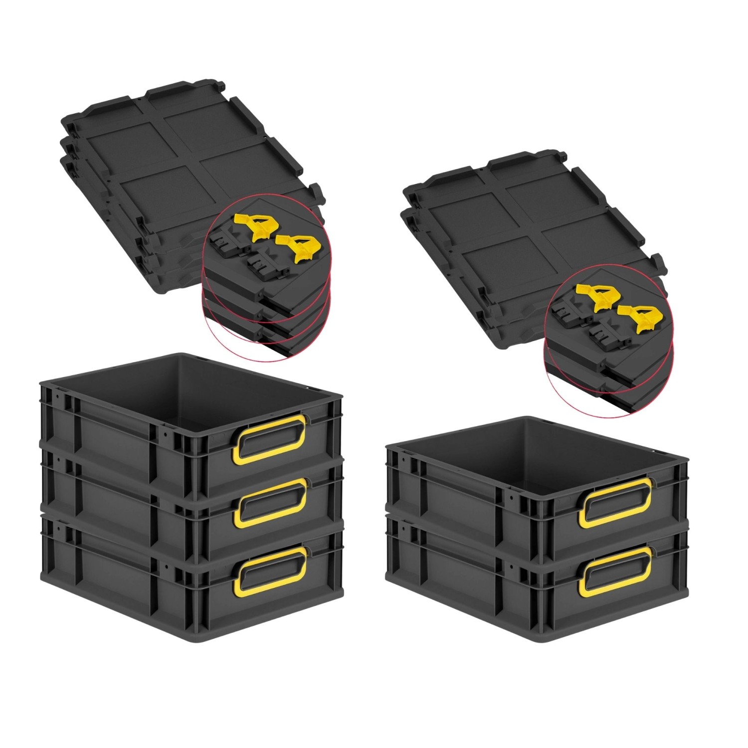 PROREGAL SuperSparSet 5x Eurobox Nextgen Color Mit Scharnierdeckel HxBxT 12 günstig online kaufen