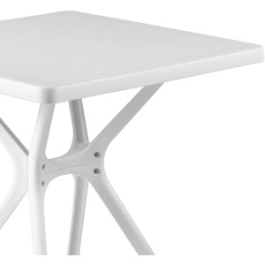Weißer Gartentisch Hugo aus Kunststoff und Fiberglas, 72x70x70 cm.