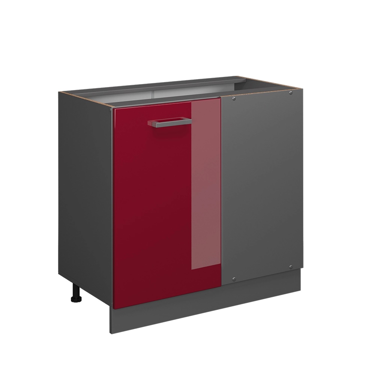Thumbnail - Vicco Eckunterschrank R-Line Bordeaux Hochglanz/Anthrazit 86 cm ohne Arbeitsplatte