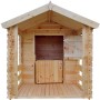Timbela Kinderspielhaus M501A aus Holz mit Boden und Holzfenster mit Plexiglas.