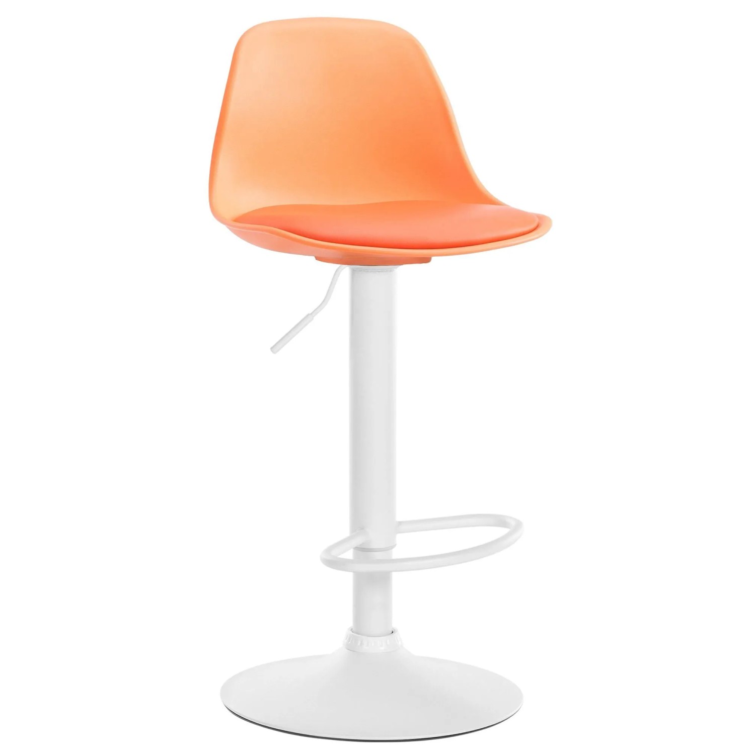 DELUKE Barhocker LUNOR Kunstleder Orange 39x43x82cm Weiß Barstuhl Höhenverstellbar Mit Lehne Drehbar Tresenhocker Tresenstuhl