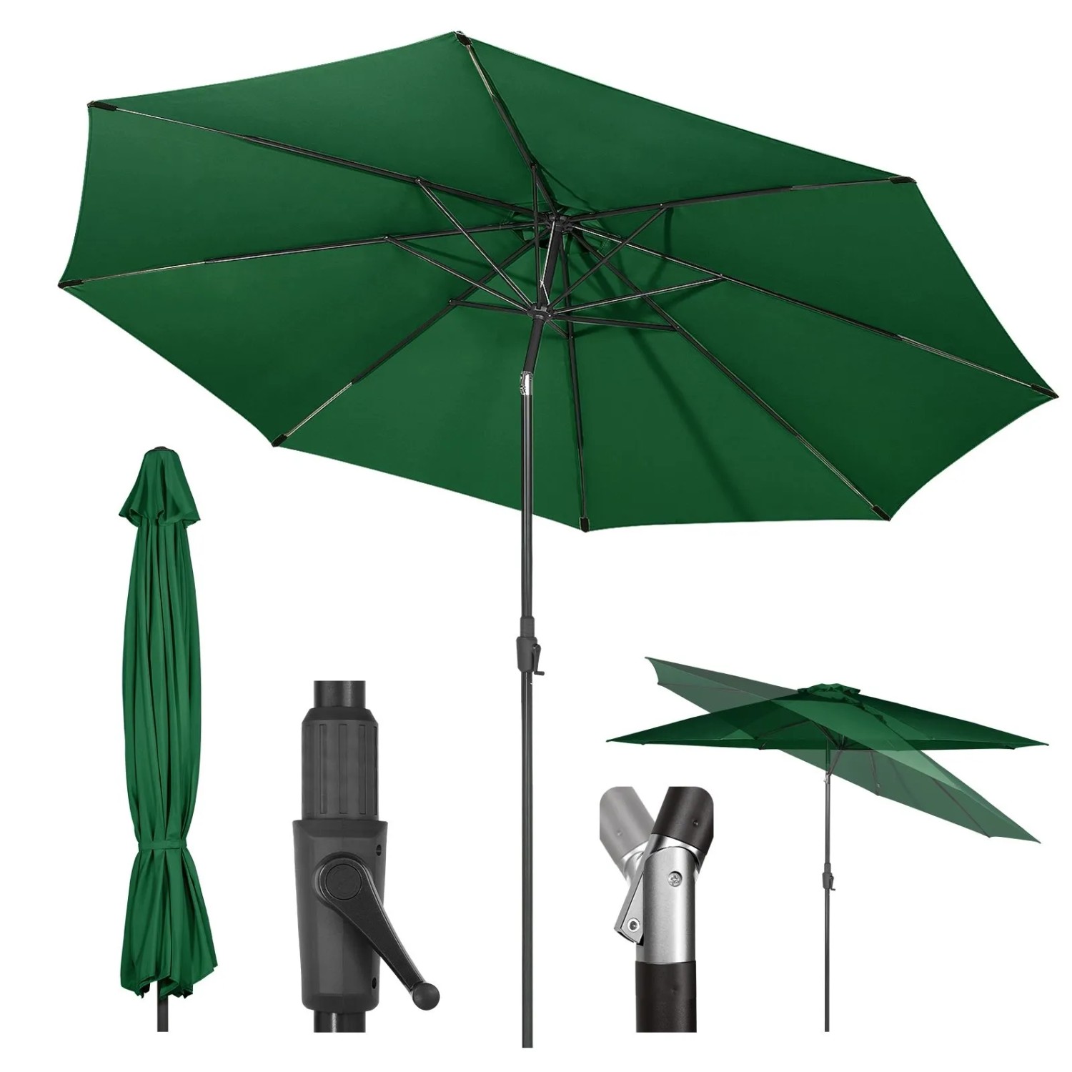Sekey Sonnenschirm Gartenschirm mit Kurbel 350 cm