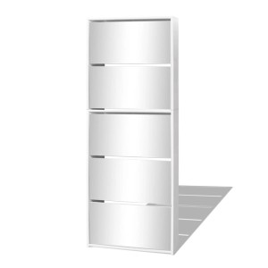 vidaXL Schuhschrank mit 5 Fächern Spiegel Weiß 63x17x169,5 cm 273938