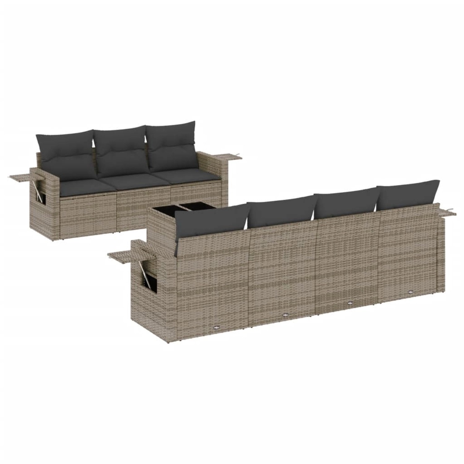vidaXL 8-Tlg Garten-Sofagarnitur mit Kissen Grau Poly Rattan 3219929 günstig online kaufen