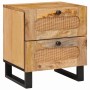 Nachttisch aus Mangoholz mit 2 Schubladen, Naturfarben, vidaXL.