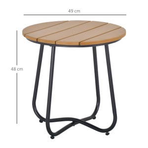 Outsunny Gartentisch Stahl Kunststoff Braun Ø49 x 48H cm