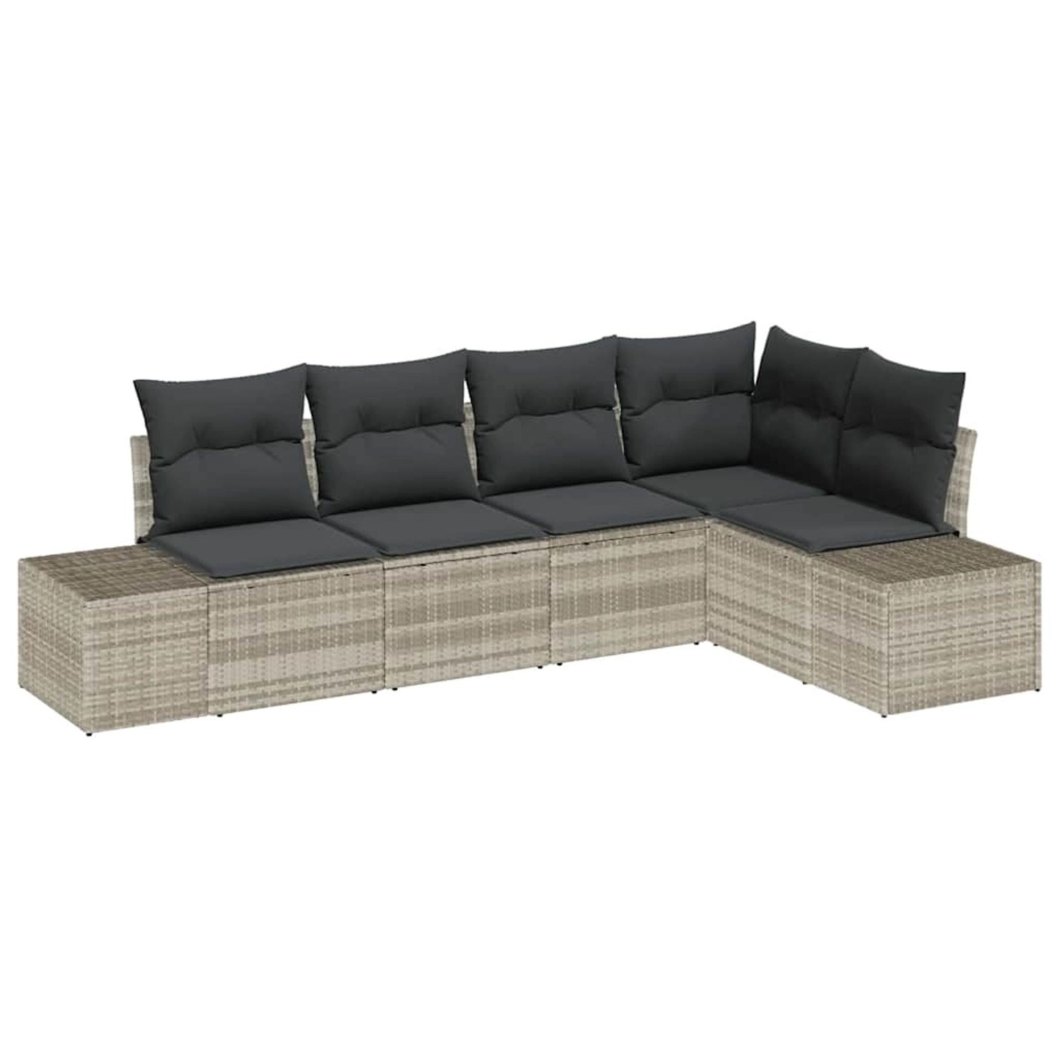 vidaXL Garten-Sofa-Set 5-Tlg Hellgrau Poly Rattan 3347062 günstig online kaufen