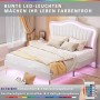 PXloue Kinderbett Polsterbett 140x200 cm mit LED Krone-Kopfteil Kunstleder Weiß Lattenrost_6