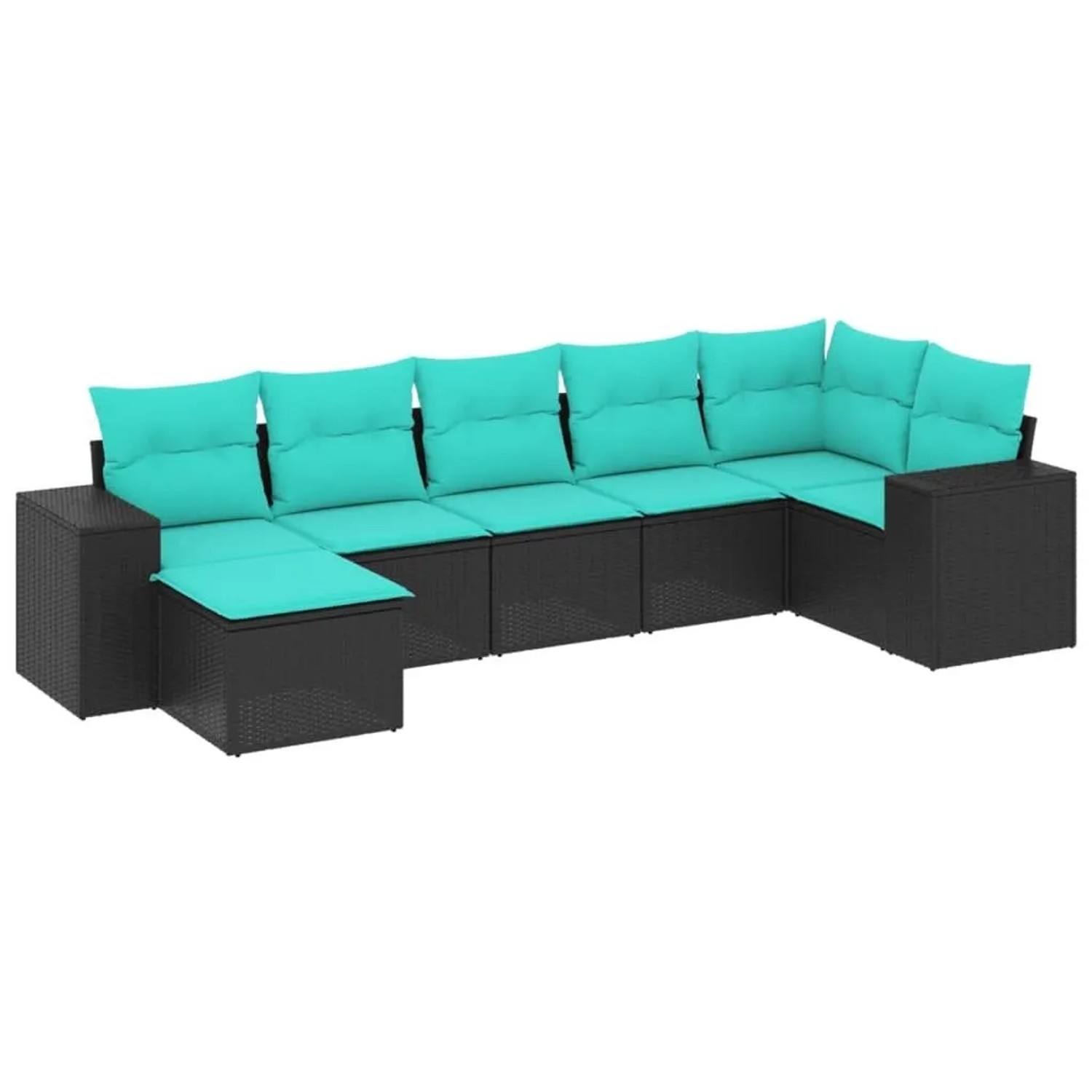 vidaXL 7-Tlg Gartensofa-Set mit Kissen Schwarz Polyrattan 3222876 günstig online kaufen