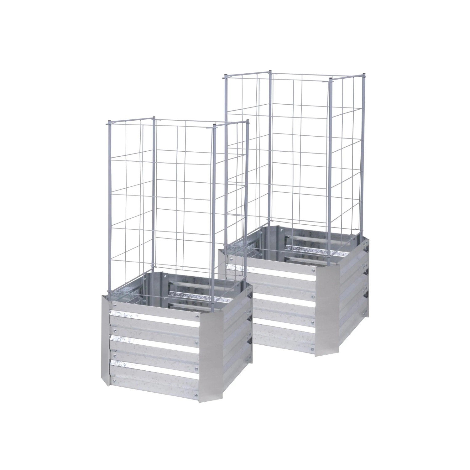 DELUKE Hochbeet TALLIN 2er Set mit Rankhilfe Silber Stahl Beetumrandung Metall-Hochbeet für Garten Balkon-Beet Gemüsebeet Kräuterbeet