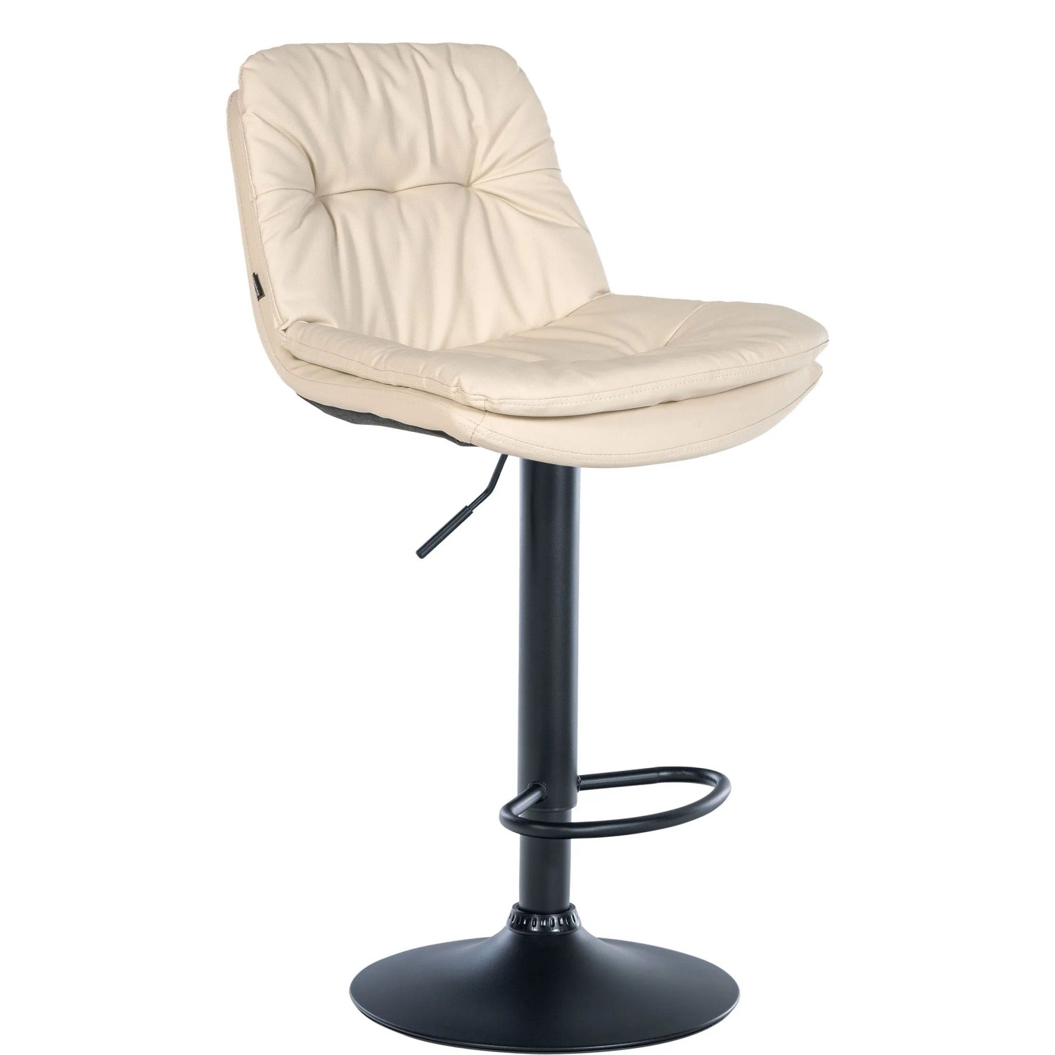 DELUKE Barhocker MITUN Kunstleder Creme 46x54x92cm Schwarz Barstuhl Höhenverstellbar Mit Lehne Drehbar Tresenhocker Tresenstuhl