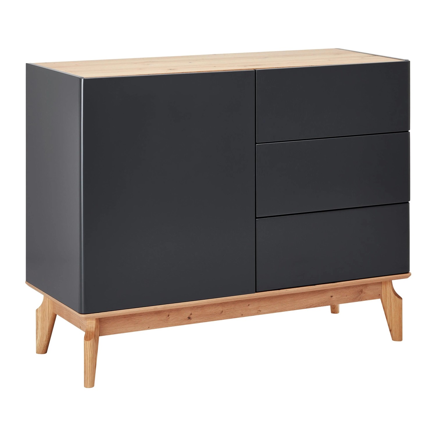 Bessagi Home Sideboard Fosco Grau/Eichefarben Echtholz
